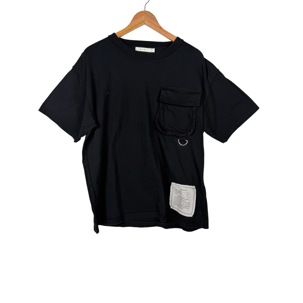 MNML T-Shirt Mens Large Black Tactical Utility Cargo Pocket D-Ring Cotton Tee
